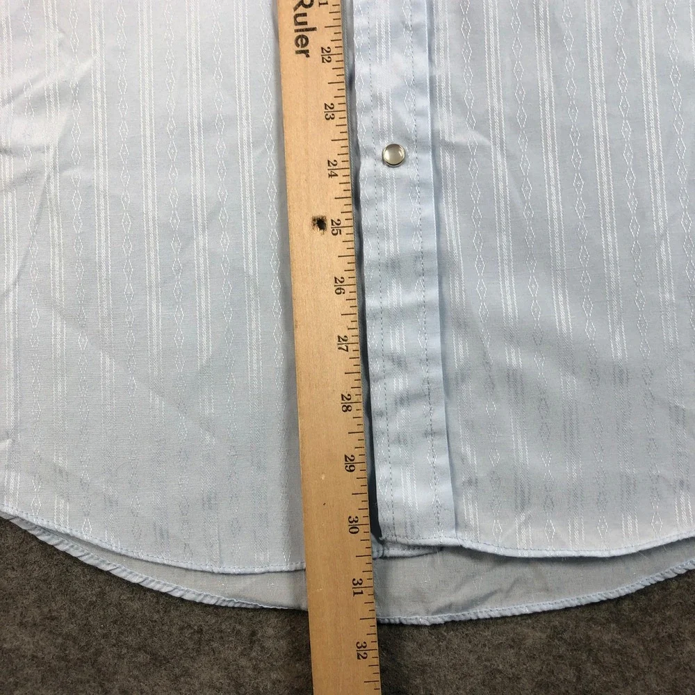 Ely Cattleman Mens M Blue Textured Cotton Western Snap Long Sleeve Shirt - Picture 8 of 13